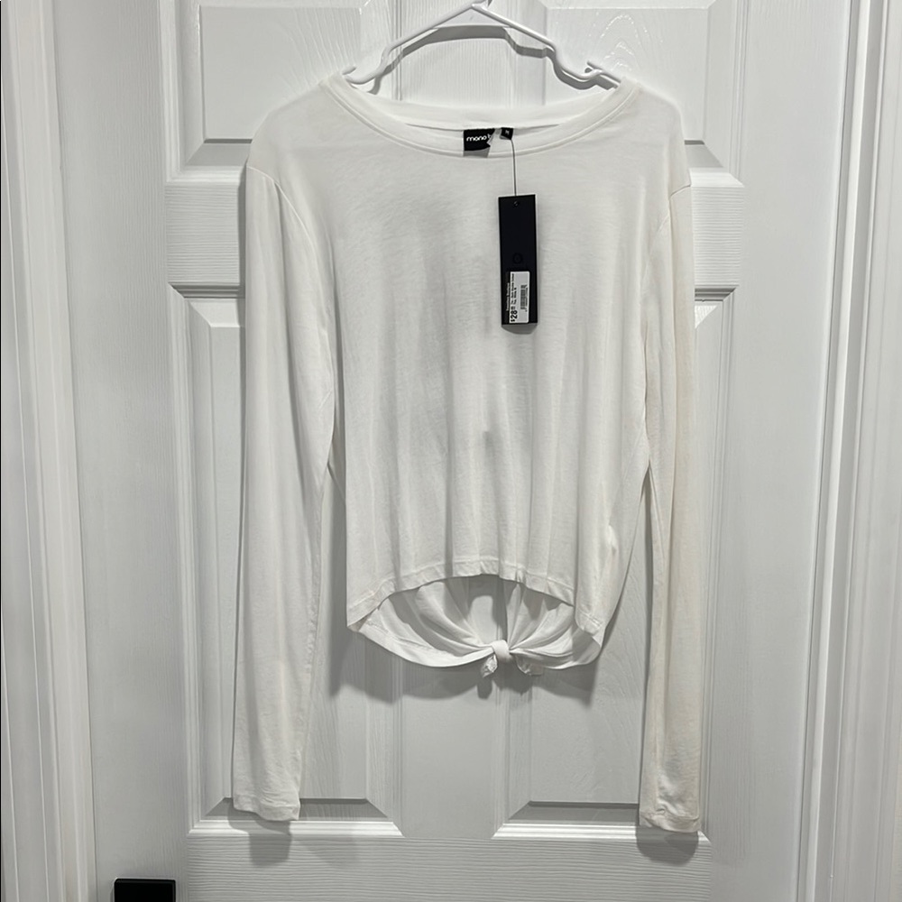 mono b White Tie Open Back Long Sleeve Top